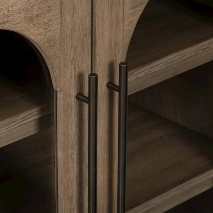 Pavilion 2 Door Accent Cabinet Eclectic Glass Door - Natural Oak Wood