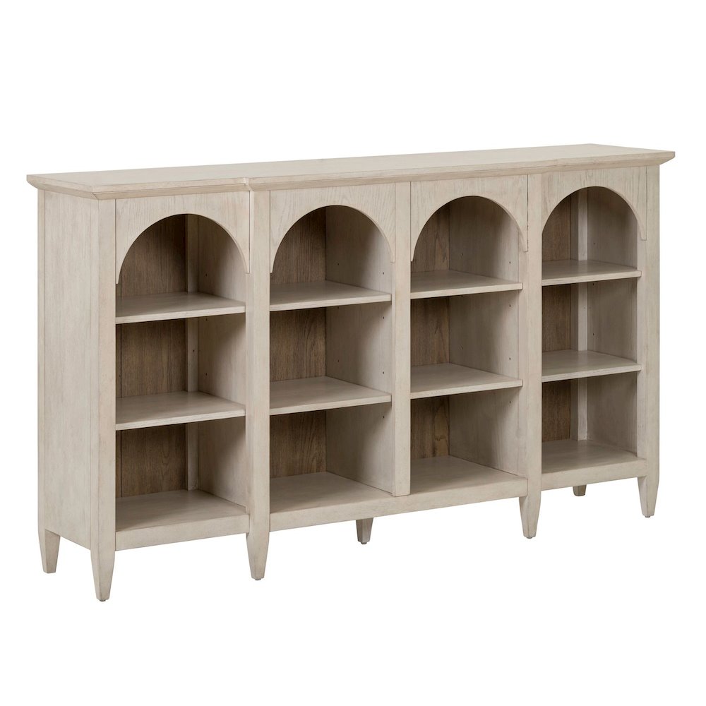 Accent Cabinet Eclectic Open Front 8 Adjustable Shelves - Natural Oak Wood