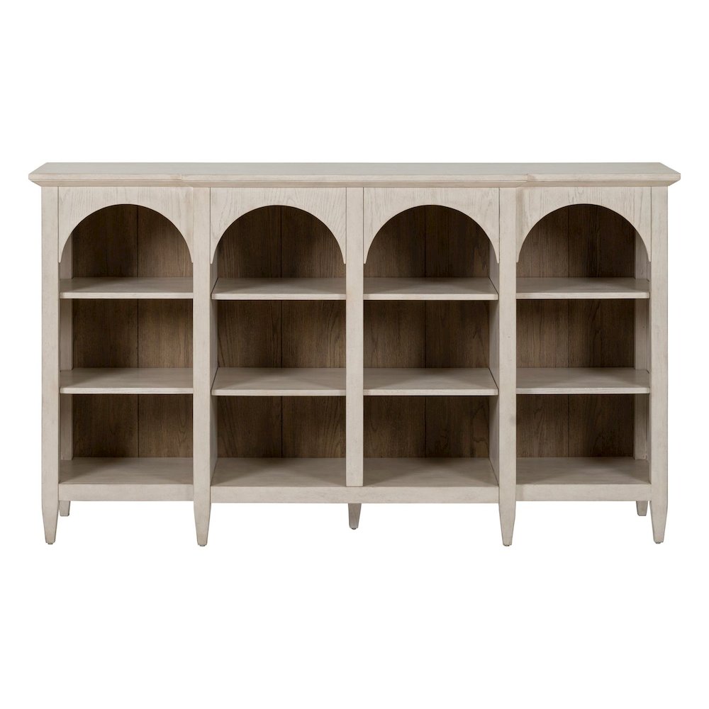Accent Cabinet Eclectic Open Front 8 Adjustable Shelves - Natural Oak Wood