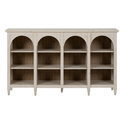 Accent Cabinet Eclectic Open Front 8 Adjustable Shelves - Natural Oak Wood