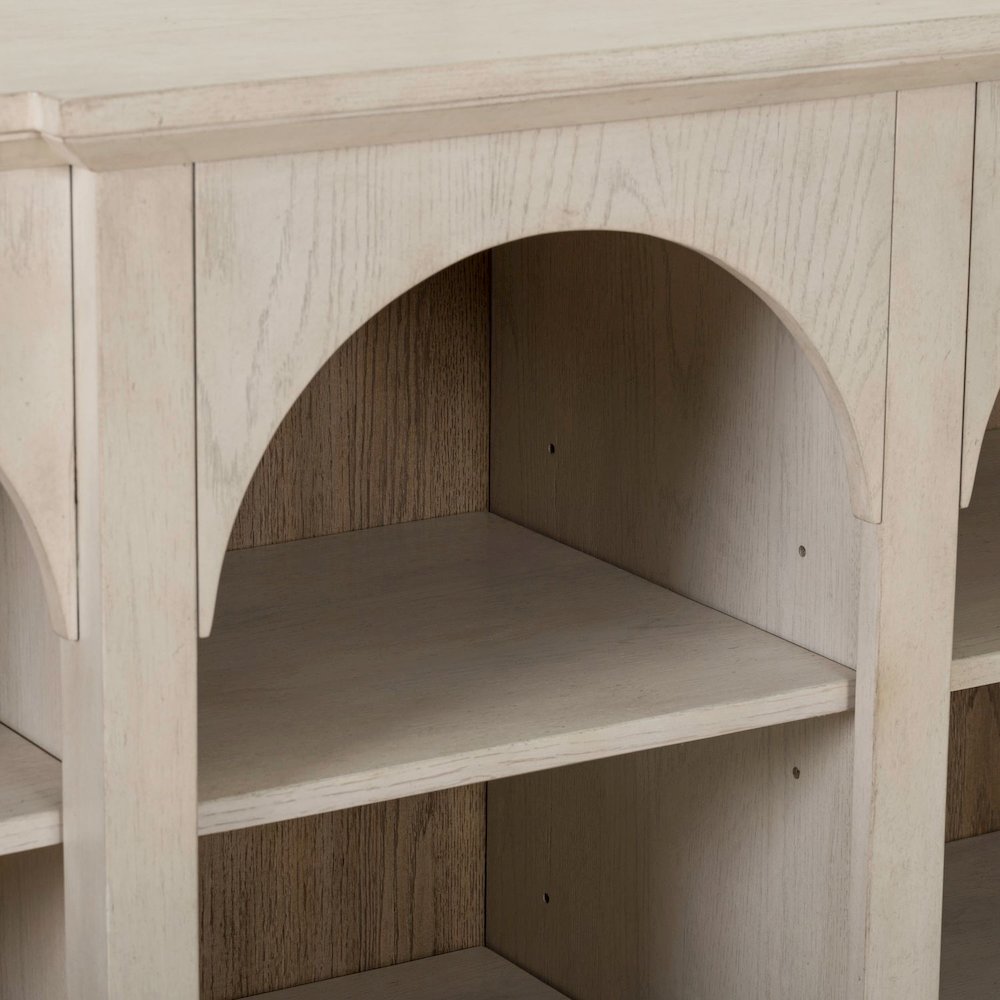 Accent Cabinet Eclectic Open Front 8 Adjustable Shelves - Natural Oak Wood