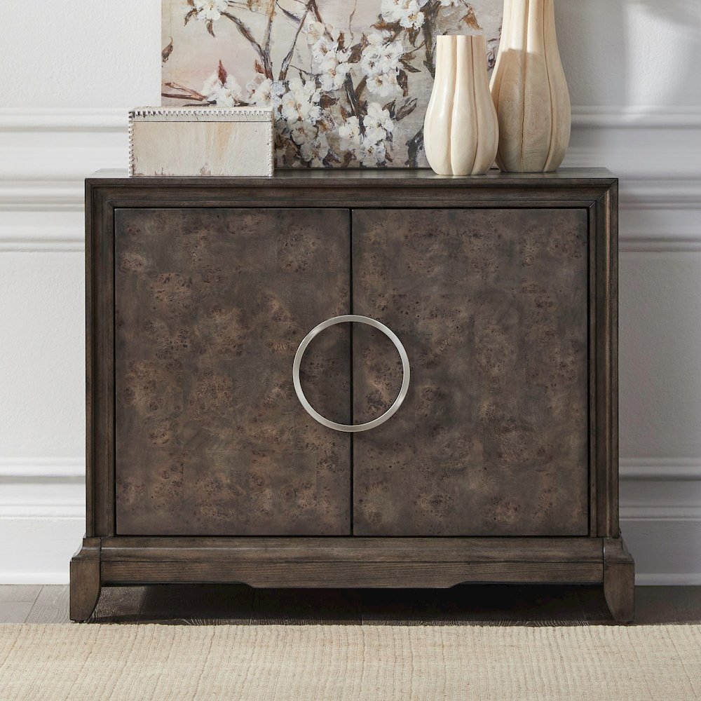 Lexington Park 2 Door Accent Cabinet with Burl Wood Front - Chai Spice