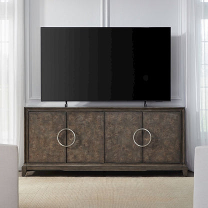 Lexington Park 4 Door Accent Cabinet with Burl Wood Front - Chai Spice