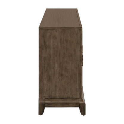 Lexington Park 4 Door Accent Cabinet with Burl Wood Front - Chai Spice