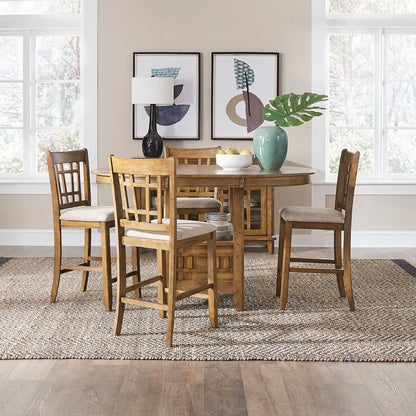 Santa Rosa 5 Piece Pub Table Set Counter Height 36" - 4 Lattice Back Counter