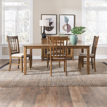 Santa Rosa 5 Piece Rectangular Table Set - 4 Lattice Back Side Chairs - Antique