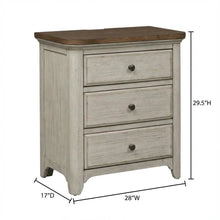 White Farmhouse Nightstand with Charging Station and Storage