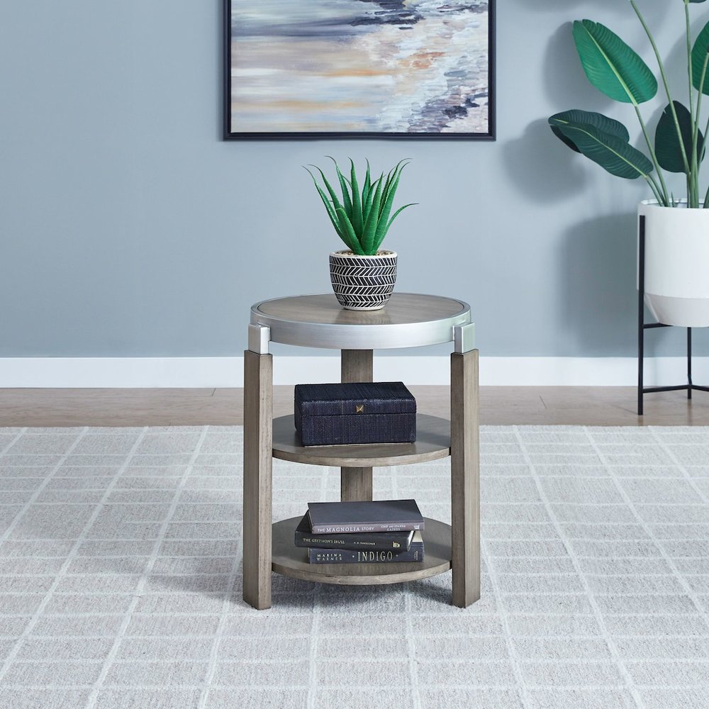 Sutton Chairside Table for Living Room - Bleached Sand