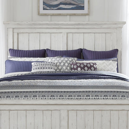 Queen Mansion Headboard for Bed Frame Cottage - Riverstone White & Tobacco