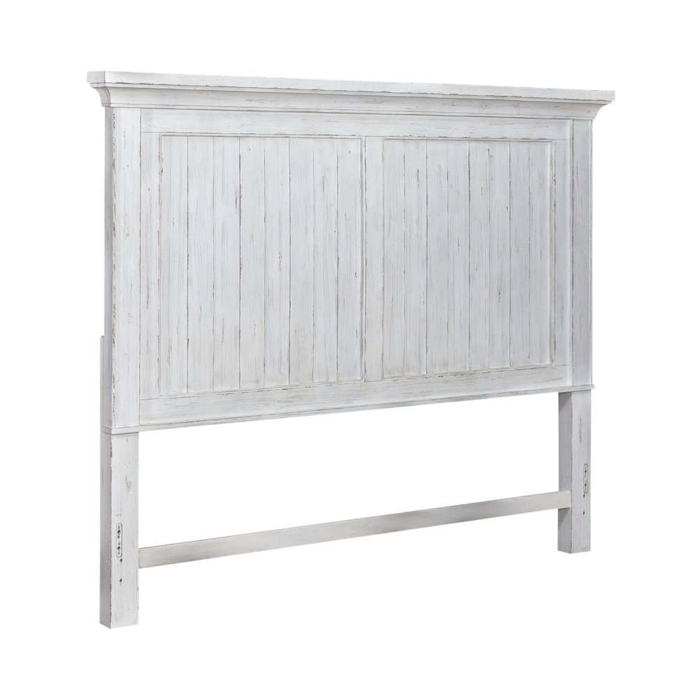 King Mansion Headboard for Bed Frame Cottage - Riverstone White & Tobacco