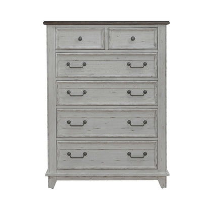 River Place 6 Drawer Bedroom Chest Cottage - Riverstone White & Tobacco