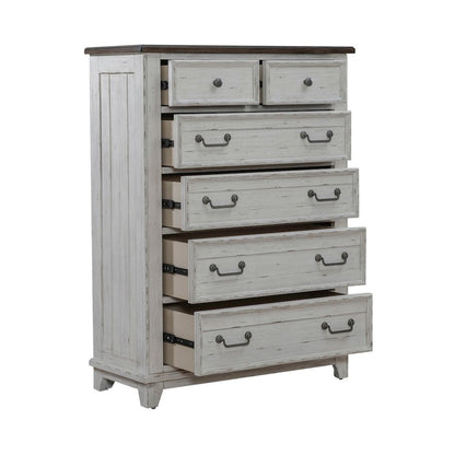 River Place 6 Drawer Bedroom Chest Cottage - Riverstone White & Tobacco