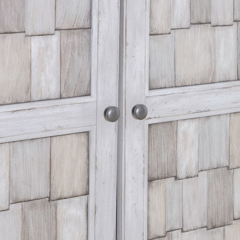 River Place Bedroom Armoire Cottage Shingle Accents - Riverstone White & Tobacco