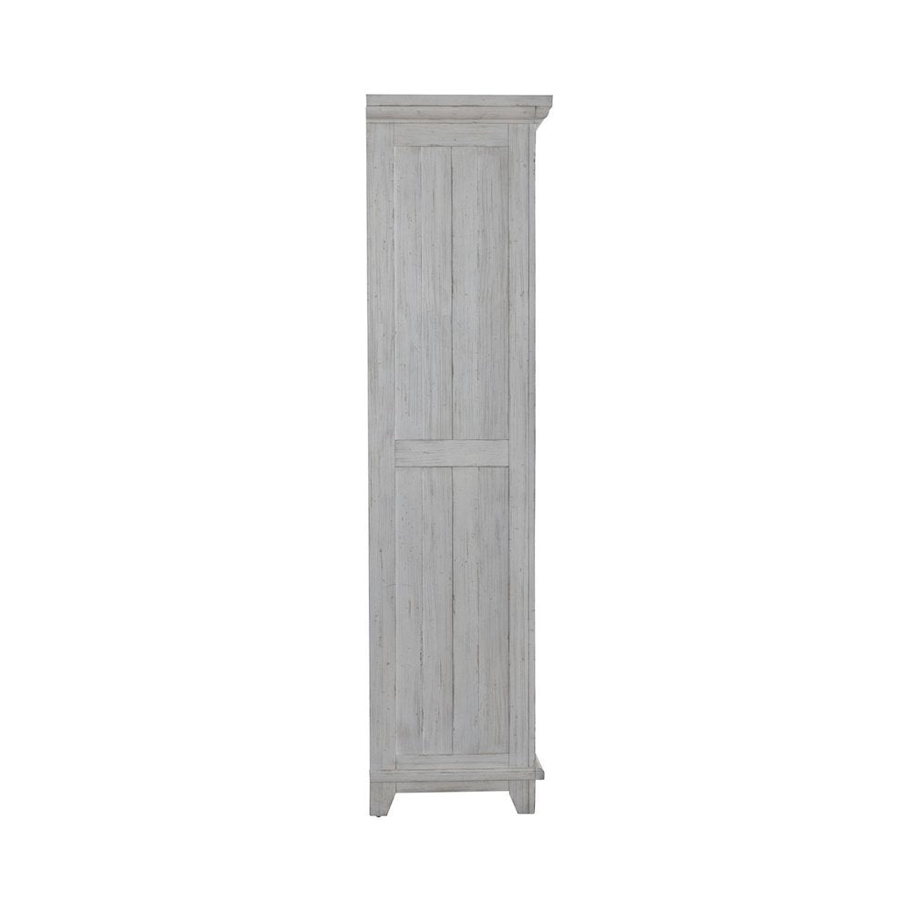 River Place Bedroom Armoire Cottage Shingle Accents - Riverstone White & Tobacco