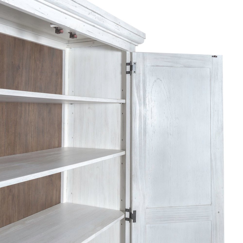 River Place Bedroom Armoire Cottage Shingle Accents - Riverstone White & Tobacco