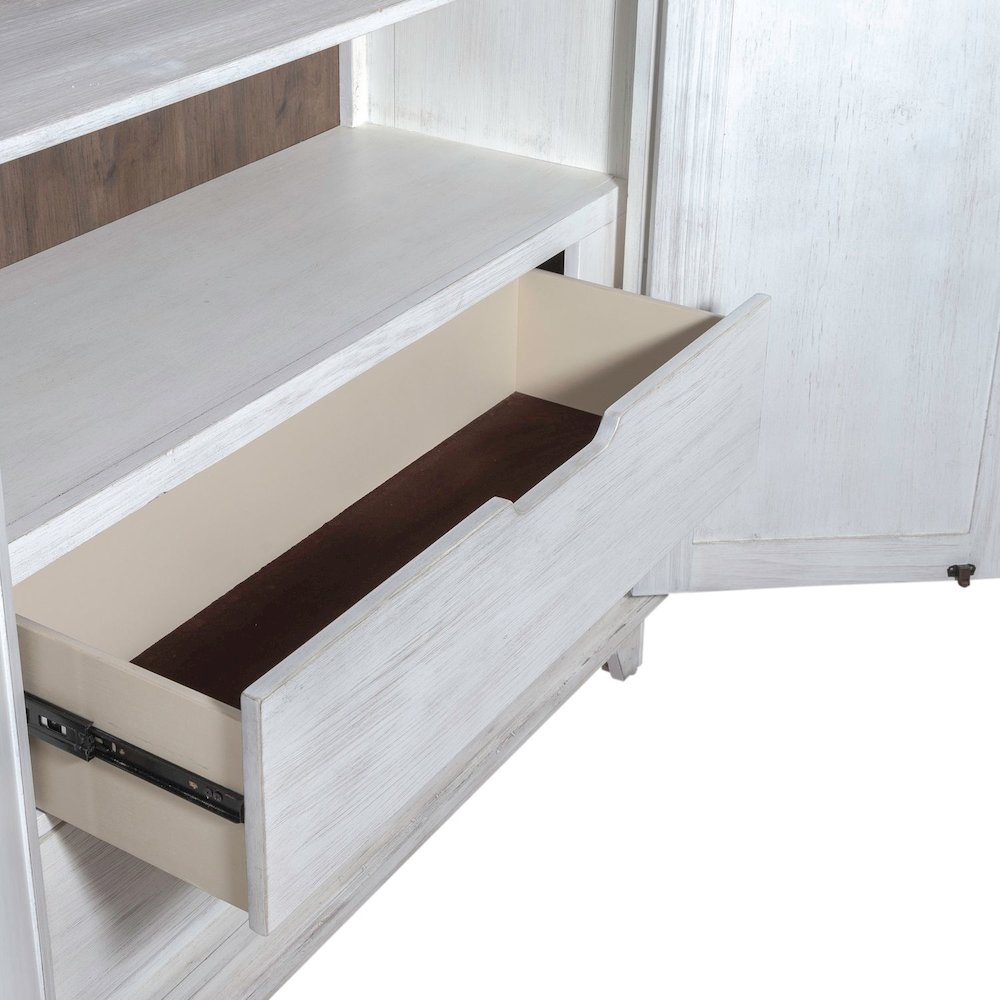 River Place Bedroom Armoire Cottage Shingle Accents - Riverstone White & Tobacco