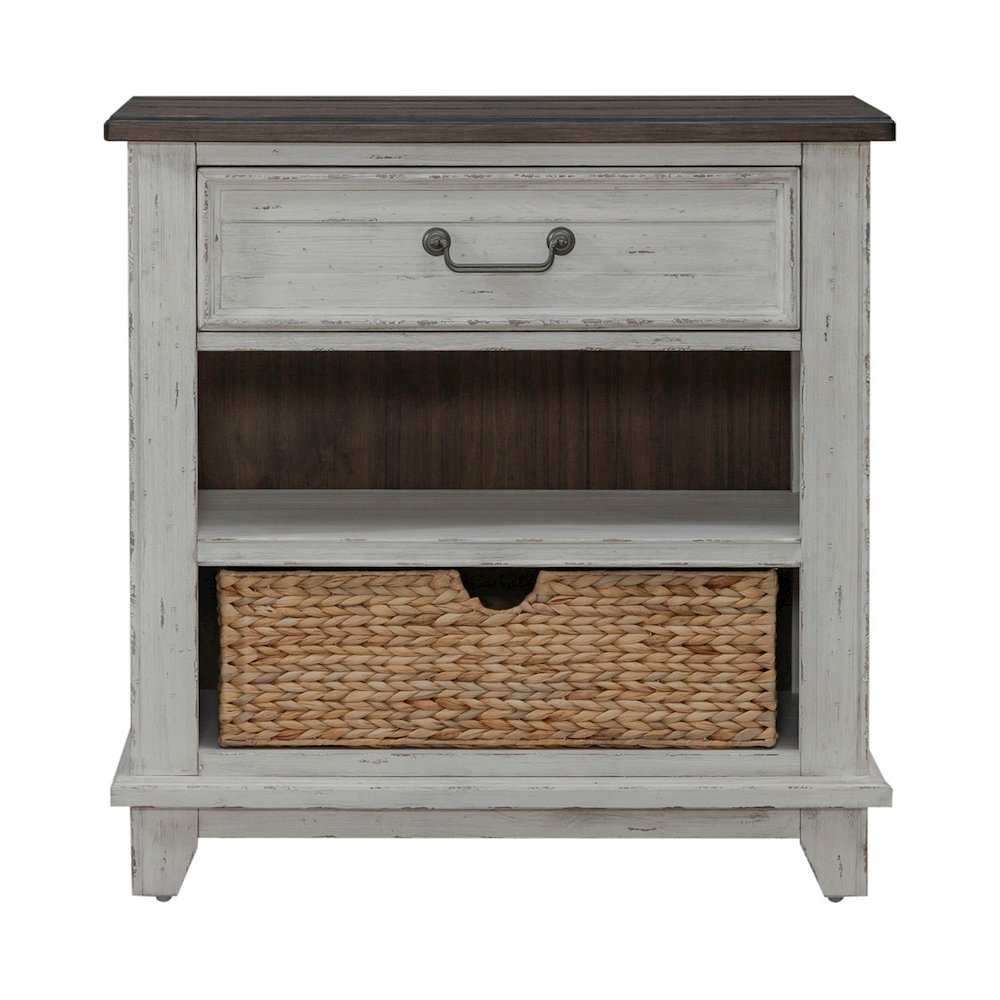 Bedside Chest with AC USB Charging Station Cottage - White & Tobacco Wood