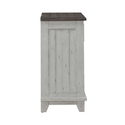 Bedside Chest with AC USB Charging Station Cottage - White & Tobacco Wood