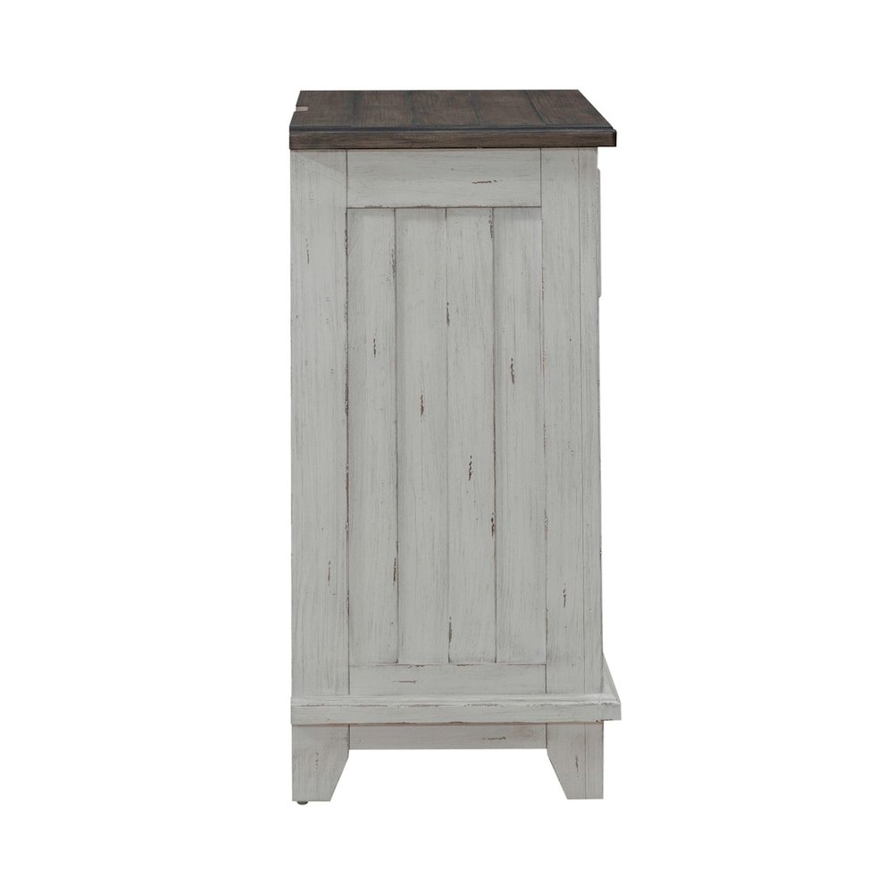 Bedside Chest with AC USB Charging Station Cottage - White & Tobacco Wood