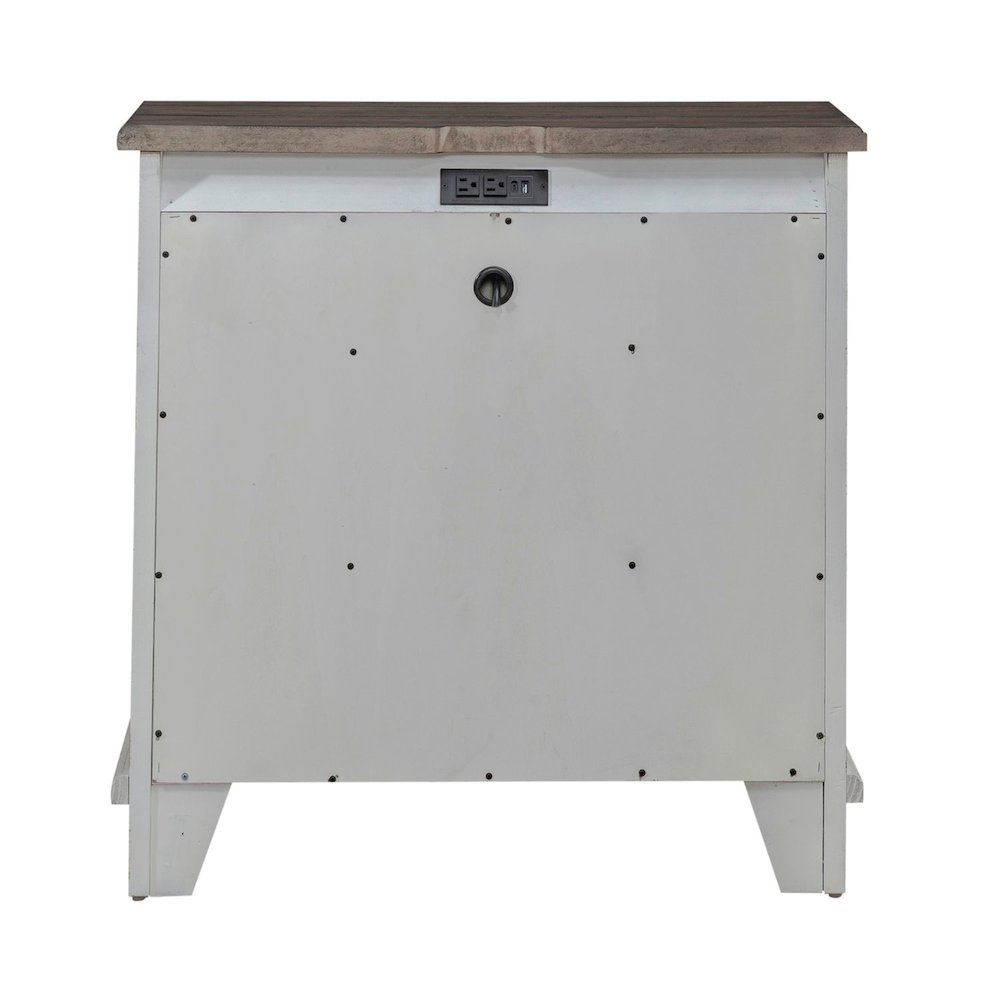 Bedside Chest with AC USB Charging Station Cottage - White & Tobacco Wood