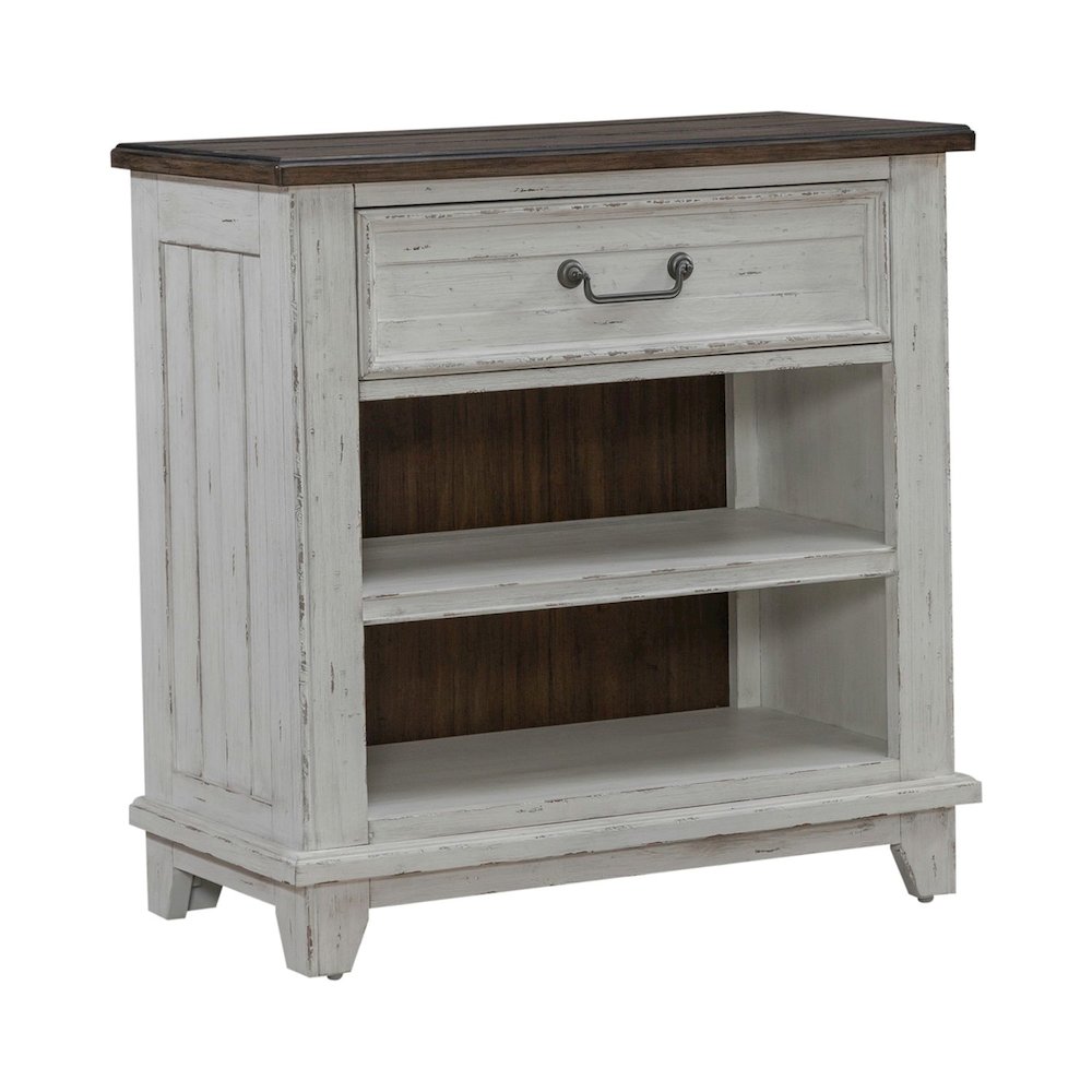 Bedside Chest with AC USB Charging Station Cottage - White & Tobacco Wood