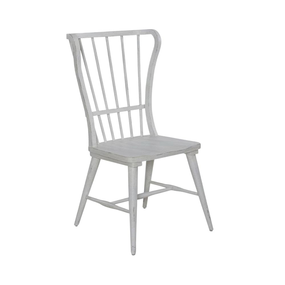 Pine Windsor Dining Chairs for Kitchen, Riverstone White & Tobacco, Set of 2
