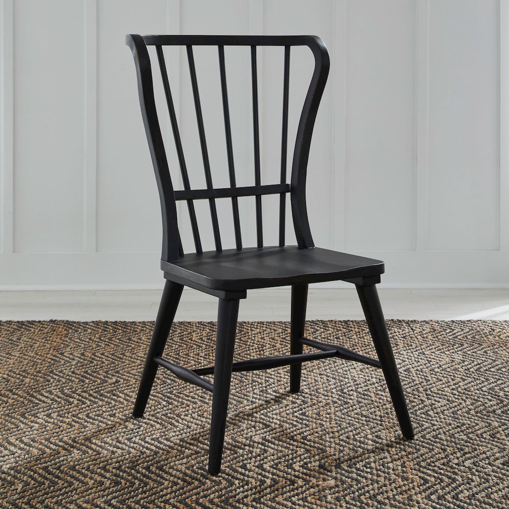River Place Windsor Back Side Chair - Black (RTA) - Riverstone White & Tobacco