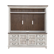 River Place Entertainment Center with Piers - Riverstone White & Tobacco