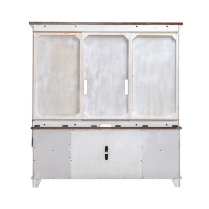 River Place Entertainment Center with Piers - Riverstone White & Tobacco
