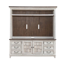 River Place Entertainment Center for Living Room - Riverstone White & Tobacco