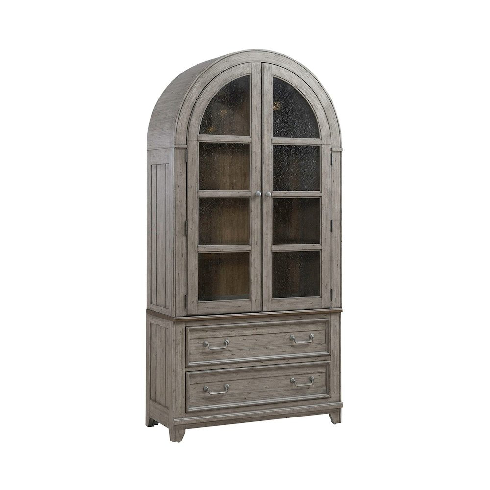 River Place River Place Curio Cabinet - Riverstone Gray & Tobacco