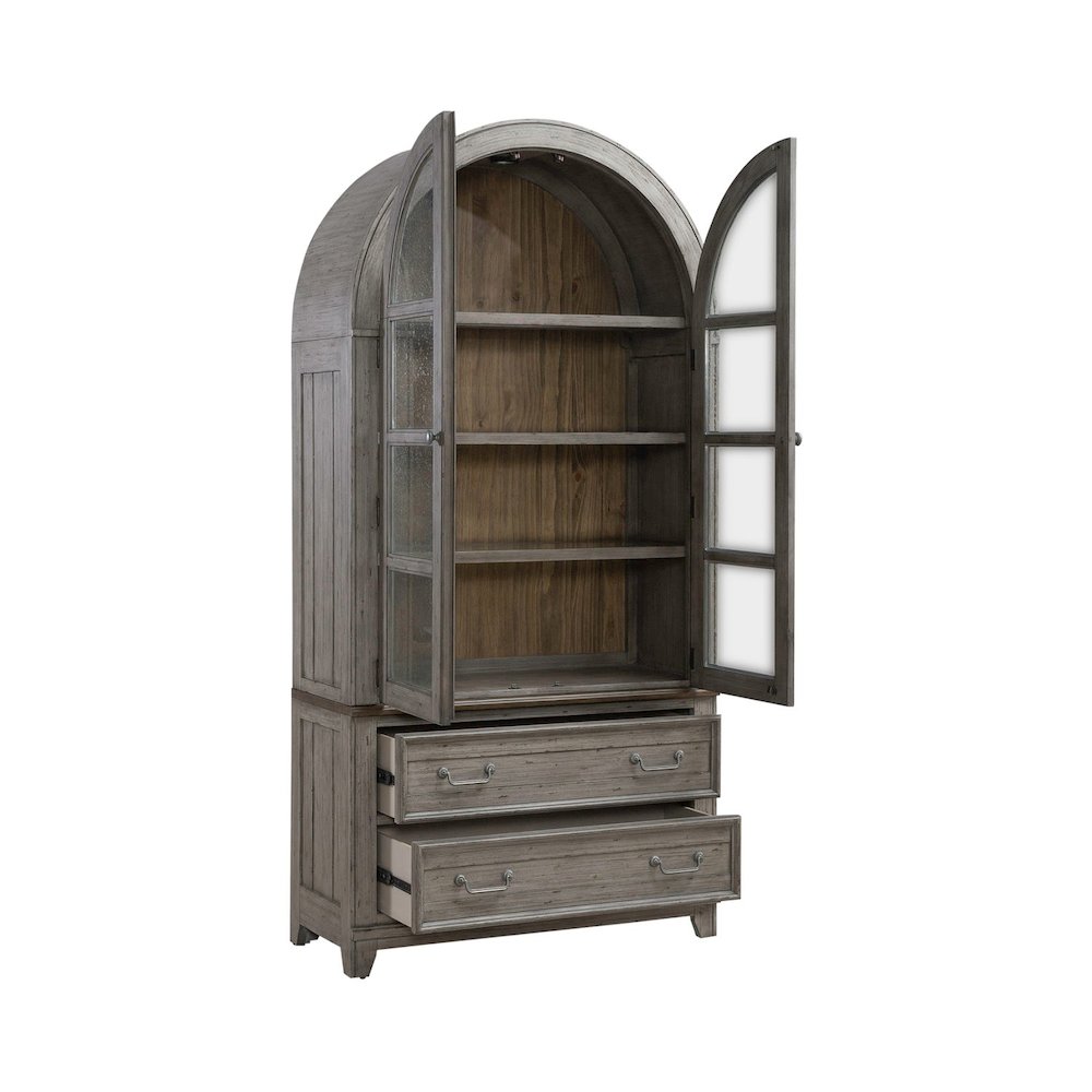 River Place River Place Curio Cabinet - Riverstone Gray & Tobacco