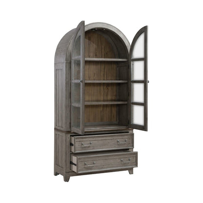 River Place River Place Curio Cabinet - Riverstone Gray & Tobacco