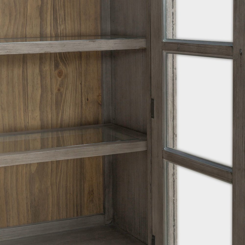 River Place River Place Curio Cabinet - Riverstone Gray & Tobacco
