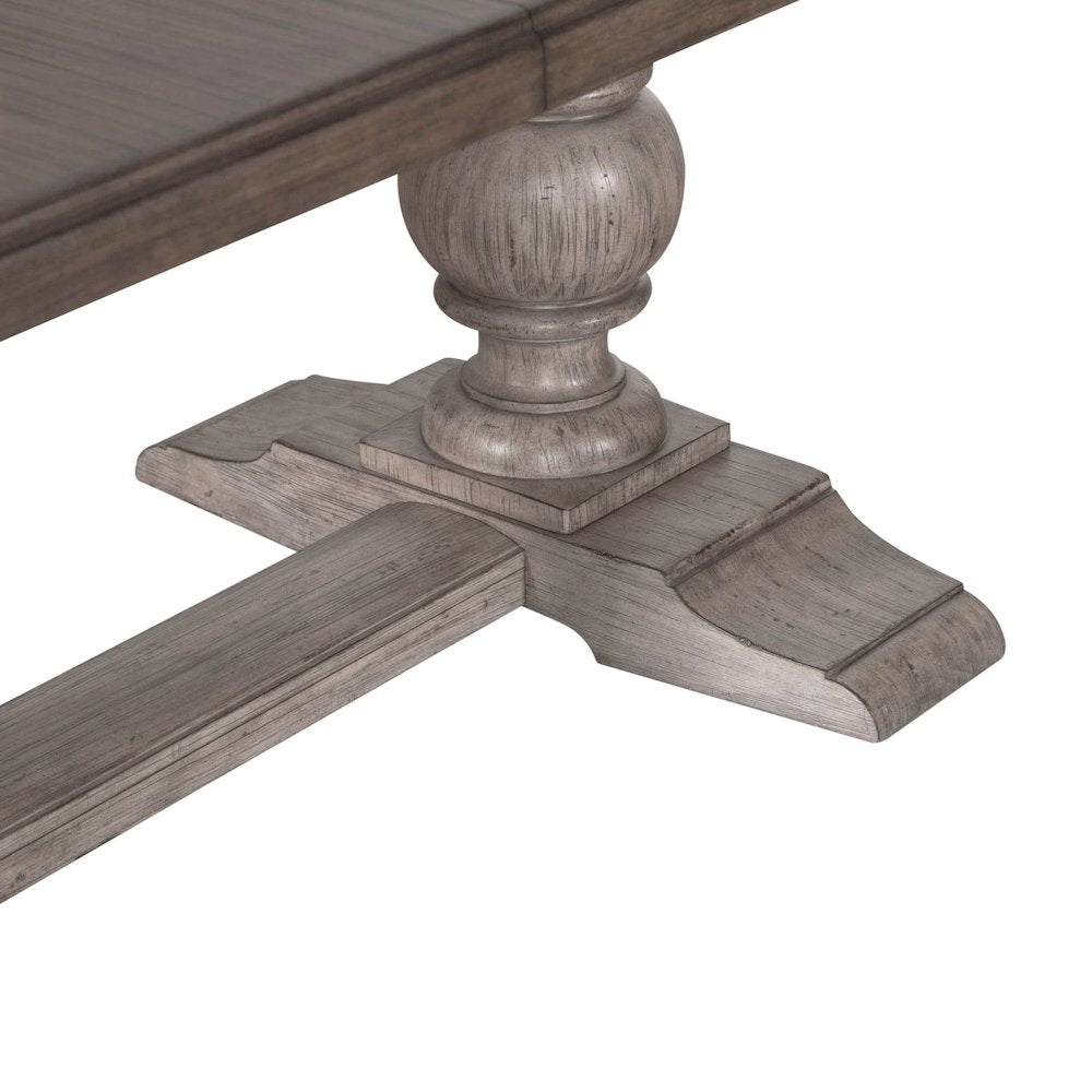 River Place Trestle Table Self Storing 18" Leaf - Riverstone Gray & Tobacco