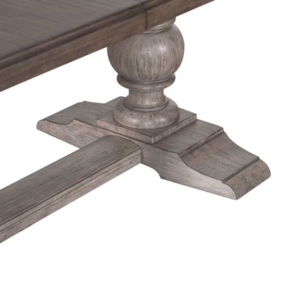 River Place Trestle Table Self Storing 18" Leaf - Riverstone Gray & Tobacco