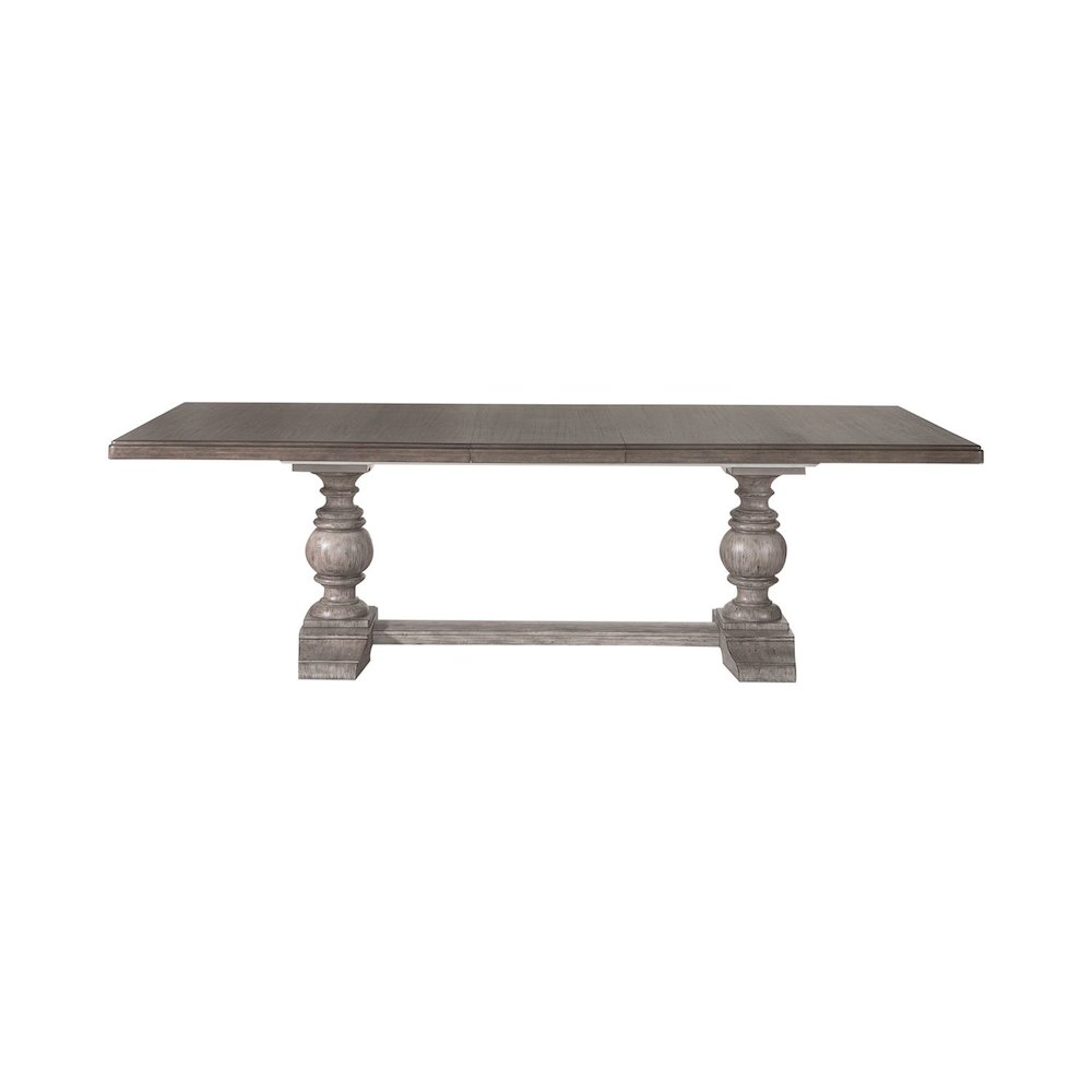 River Place Trestle Table Self Storing 18" Leaf - Riverstone Gray & Tobacco
