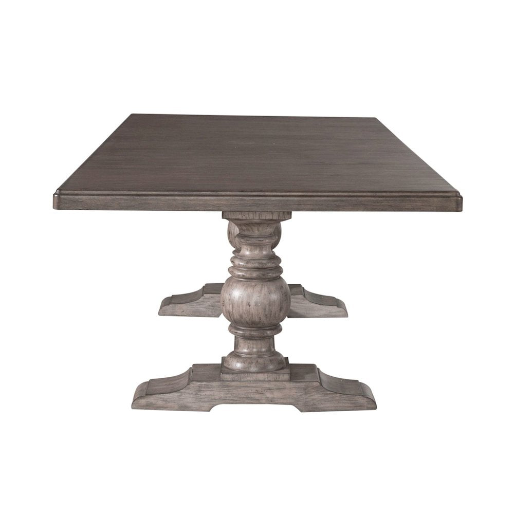 River Place Trestle Table Self Storing 18" Leaf - Riverstone Gray & Tobacco