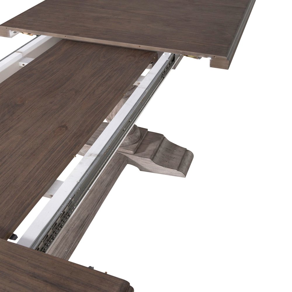 River Place Trestle Table Self Storing 18" Leaf - Riverstone Gray & Tobacco