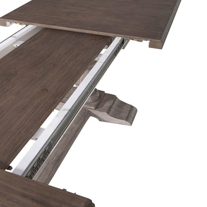 River Place Trestle Table Self Storing 18" Leaf - Riverstone Gray & Tobacco
