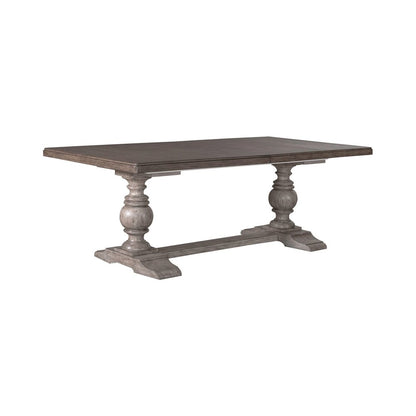 River Place Trestle Table Self Storing 18" Leaf - Riverstone Gray & Tobacco