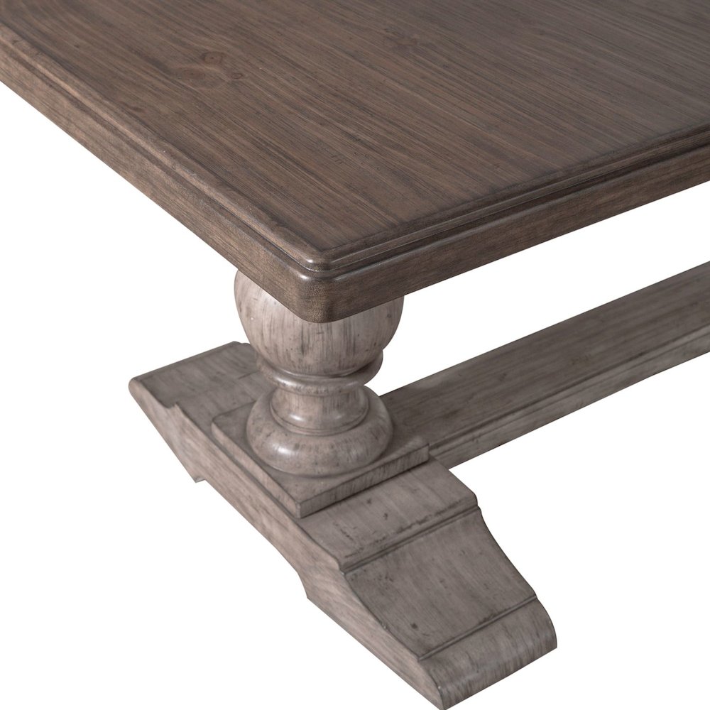 River Place Trestle Table Self Storing 18" Leaf - Riverstone Gray & Tobacco