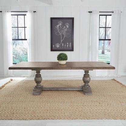River Place Trestle Table Self Storing 18" Leaf - Riverstone Gray & Tobacco