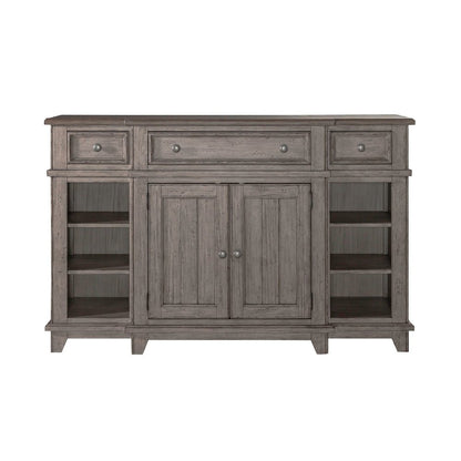 River Place Breakfront Server - Riverstone Gray & Tobacco Wood