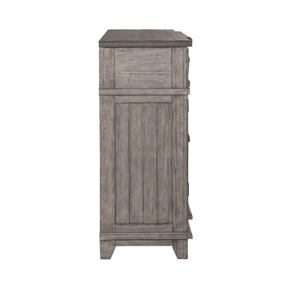 River Place Breakfront Server - Riverstone Gray & Tobacco Wood