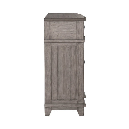 River Place Breakfront Server - Riverstone Gray & Tobacco Wood