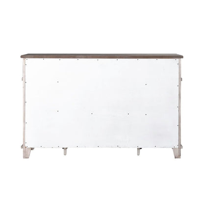 River Place Breakfront Server - Riverstone Gray & Tobacco Wood