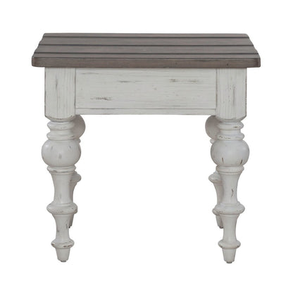 River Place Living Room End Table - Riverstone White & Tobacco