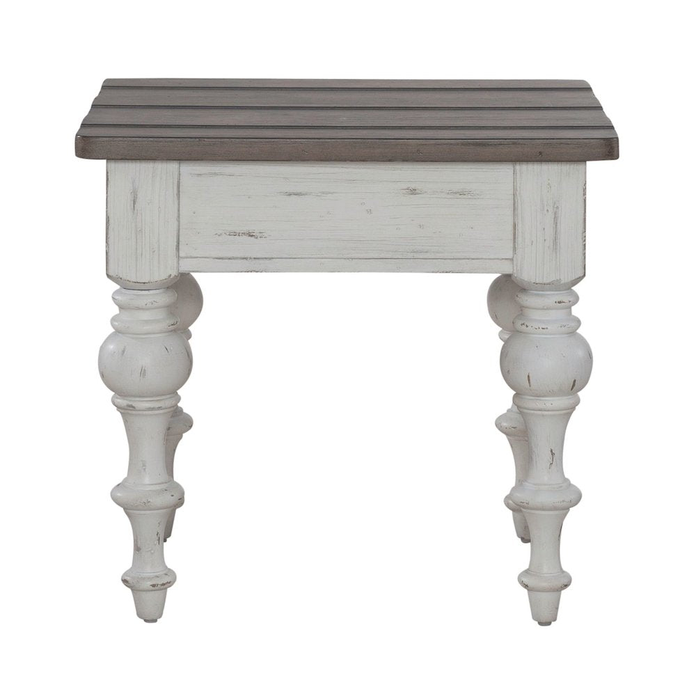 River Place Living Room End Table - Riverstone White & Tobacco