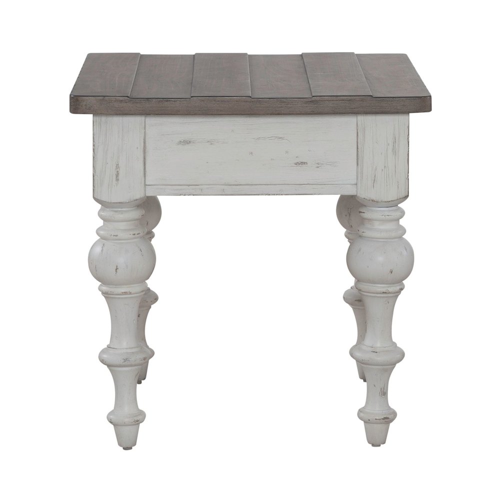 River Place Living Room End Table - Riverstone White & Tobacco